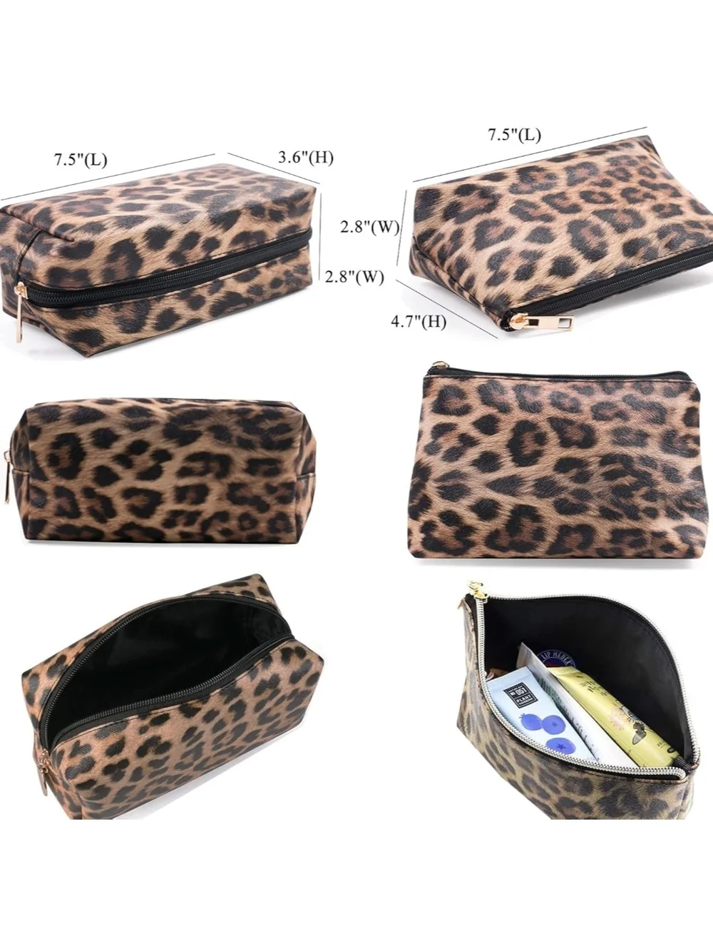 Leopard Print Cosmetic Travel Bag Set - 3 Piece